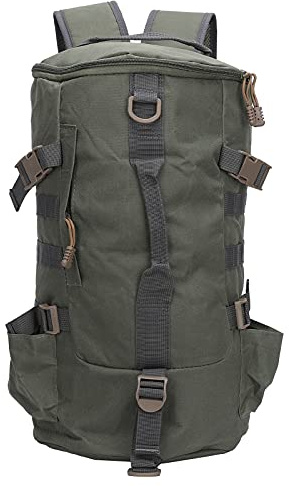 RANNYY Sac à Dos de Canne à pêche, Sac à Dos de matériel de pêche Sac de Canne à pêche cylindrique Portable de Grande capacité avec Porte-Canne(armée Verte)