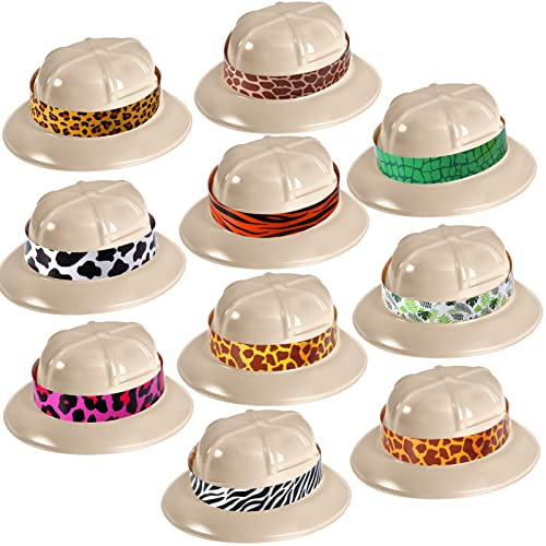 Haysandy 30 Sets Safari Party Hats - Jungle Explorer Adventure Helmet Hats with Stickers Costume for Kids Boys Girls Decoration Birthday Party Supplies