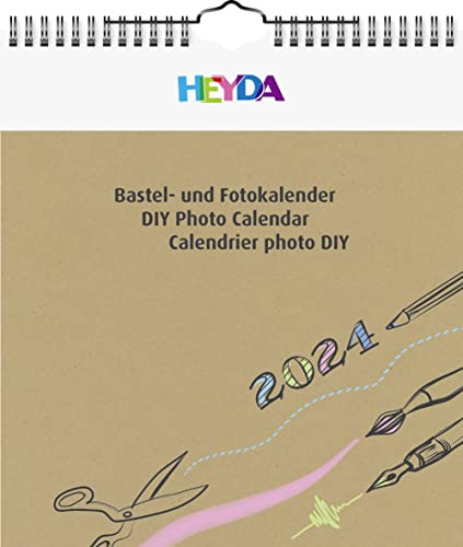Heyda Hantverkskalender 2024, 1 ark = 1 månad, 21,5 x 24 cm, omslagsblad: natur, månadsblad: natur