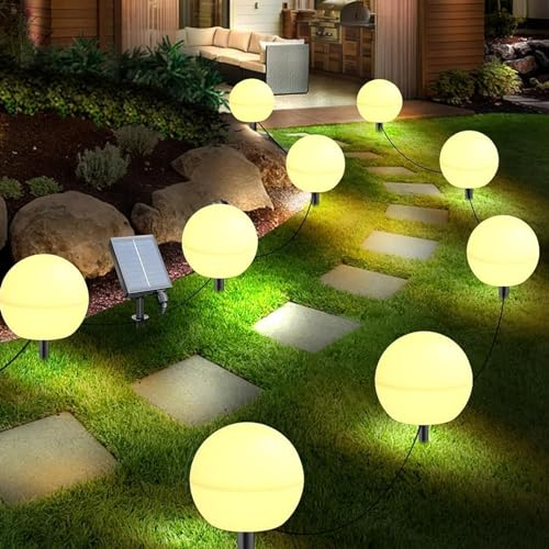 Solar Ball Lights Outdoor 6 Pack - 7 Color Changing Globe Fairy Garden Lights, Waterproof for Walkways, Christmas Yard, Patio Decoration (6 Pcs, φ12cm)