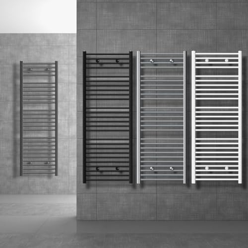 LuxeBath Badheizkörper Sahara 400x1200 mm, Weiß, gerade mit Seitenanschluss, Designheizkörper Handtuchwärmer Handtuchtrockner Handtuchheizkörper Handtuchheizung Handtuchheizer Badezimmer Heizung