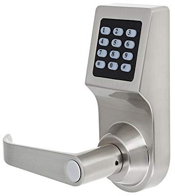 Ejoyous Cerradura de Puerta Delantera con Manija de Puerta, Cerradura de Puerta Electrónica 4 en 1: Contraseña, Tarjeta RF, Control Remoto, Llave Mecánica, Adecuada para Garaje, Hotel,