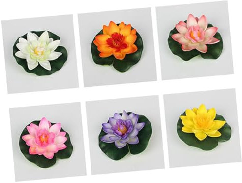 MAGICLULU 5 Piezas Loto Artificial De Simulación De Flor Artificial De Loto para Decoración De Estanque y Pecera