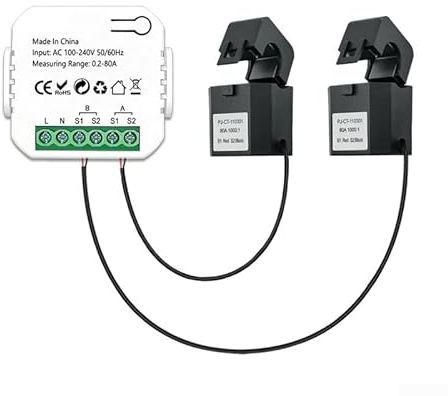 für Tuya Smart 2-Wege-WLAN-Energiezähler, Power-Monitore, für Smart Life Energiezähler, Strom-KWh-Messgerät, 2-Kanal mit Klemmen (Stromzähler + CT)