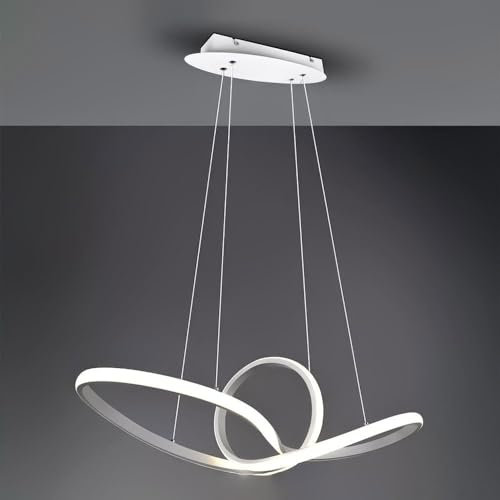 Dopa Dopastore Lampadario a Sospensione LED 38W Design Moderno Effetto Infinito Annodato Lampada Colore Argento IP20 Per Interni Arredamento (Luce calda 3000K)