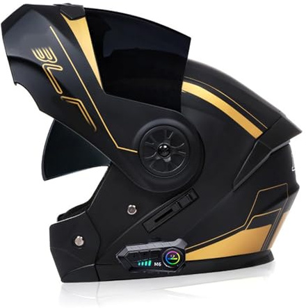 ZHTBATE Bluetooth Integrado Casco Moto Modular Cascos Integrales, con Doble Visera Cascos De Motocicleta, Casco Integral ECE Homologado, para Mujeres Y Hombres