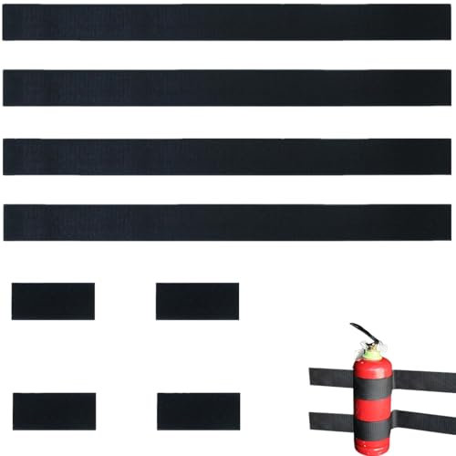 Lot de 8 sangles d'extincteur réglables pour coffre de voiture - Sangle de fixation élastique robuste pour extincteur - Noir
