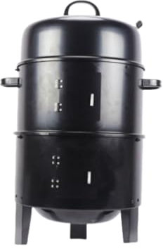 Konfiur Fumoir 3 en 1 - Barbecue au charbon de bois - Fût de barbecue en fonte - Avec couvercle - 40 x 40 x 84 cm