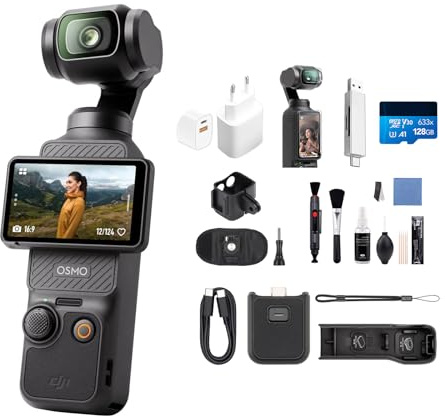 DJI Osmo Pocket 3 Mehrere Zubehörteile Bundle, vlog Kamera 4K mit 1-Zoll-CMOS und 4K/120 fps Video, 3-Achsen-Stabilisierung, digital Kamera, schnelles Scharfstellen