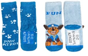 United Labels Paw Patrol 3D ABS Cuddly Socks for Boys - Fluffy Children's Winter Socks Stopper Socks Non-Slip Socks Warm Socks Blue (Pack of 2), blue, 27-30