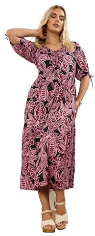 Yours Curve Paisley Bow Tie Detail Maxi Dress - Women's - Plus Size Curve Pink