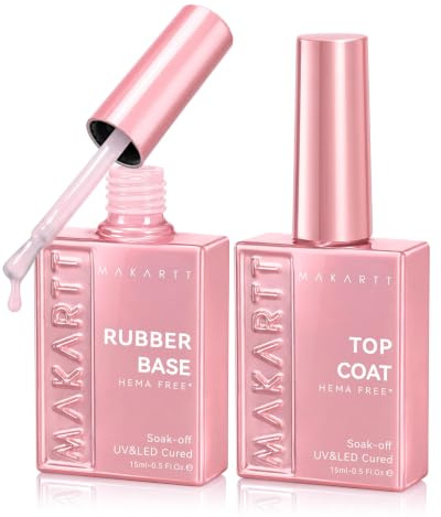 Makartt 6-en-1 Rubber Base Light Pink 15ml(2 Pack) – Base Et Top Coat Vernis Semi Permanent