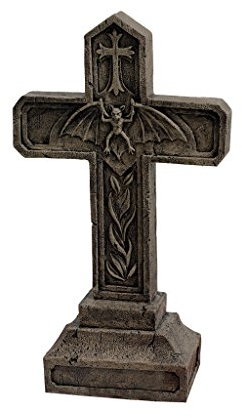 Design Toscano Balkan Vampire Blood Cross Halloween Tombstone Gothic Decor Garden Graveyard Statue, 24 Inch, Polyresin, Greystone