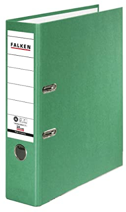 Original Falken Recycolor Umwelt-Ordner Öko. Made in Germany. Farbiger Papierbezug außen 8 cm breit DIN A4 grün Ringordner Aktenordner Briefordner Büroordner Pappordner CO2-Neutral Blauer Engel