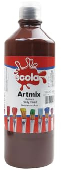 scola Artmix Water Based 600ml Ready Mixed Craft School Childrens Poster Paint Burnt Umber