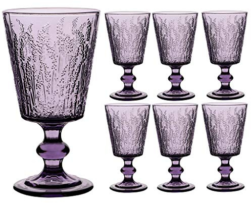 Dibor Wine Glass Set of 6 - Purple Dishwasher Safe 295ml Goblets Alfresco Dining Glassware