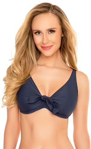 VIVISENCE Bikini BH dam badmode bikiniöverdel mönsterlös uppsättning EU 3202, Mörkblå, 90E