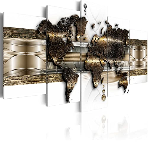 B&D XXL Acrylglasbild Weltkarte 100x50 cm 5 Teilig Wandbild auf Acryl Glasbilder Kunstdruck Moderne Acrylglas Platte Wanddekoration Geschenke Heimdekoration Glasbild Landkarte Reise weiß World Map