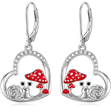 LONAGO Boucles D'oreilles Escargot Argent Sterling 925 Mignon Champignons Escargots Boucles D'oreilles Bijoux pour Femmes