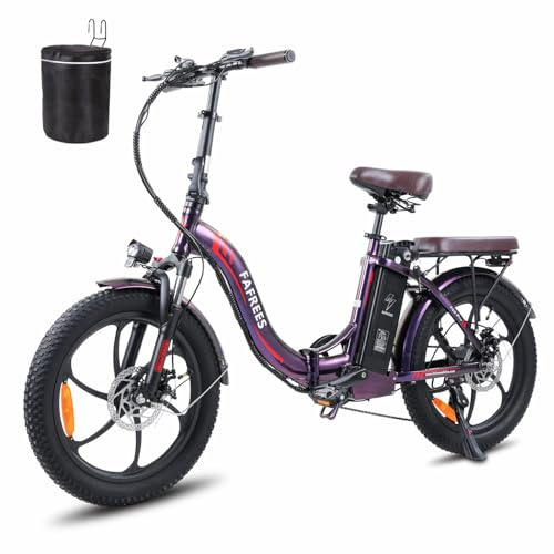 Fafrees [Oficial] Bicicleta eléctrica F20-PRO, 20 Pulgadas Plegable Bicicleta Urbana eléctrica, 250 W fatbike, 18Ah batería, Rango de 70-130km, E-Bike para Adultos, Violet