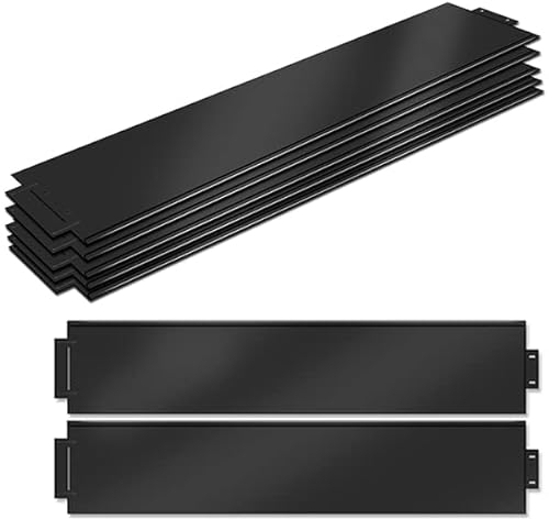 YUENFONG 10m Beeteinfassung Rasenkante Metall Verzinkt Flexible Beetabgrenzung Beetumrandung Mähkante Palisade Gartendekorativ UV und Witterungsbeständig, 100 cm x 15 cm, Schwarz (10 Stücke)