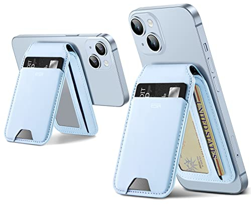 ESR Magnetic Wallet (HaloLock), Compatible with MagSafe Wallet, with Adjustable Stand, for iPhone 17/16/15/14/13/12 Series & Google Pixel 10, Not for mini, 3 Card Holder, Vegan Leather, Blue