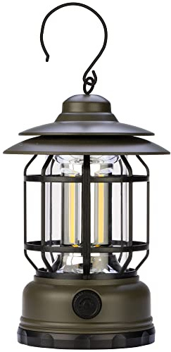 POLY POOL - PP3115 Lampada LED Ricaricabile da Esterno Design Retrò - Luce Campeggio Outdoor Multiuso 300lm Dimmerabile - Lampada Emergenza Portatile con Gancio per Tenda - Lampada LED Made in Italy