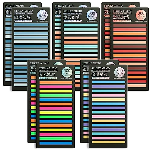 TIESOME 3000Pcs Highlighter Tape, Transparent Sticky Long Page Markers Tabs, Index Tabs Clear Highlighter Strips Flags Stickers, Book Tabs for Annotating Books Office School Supplies