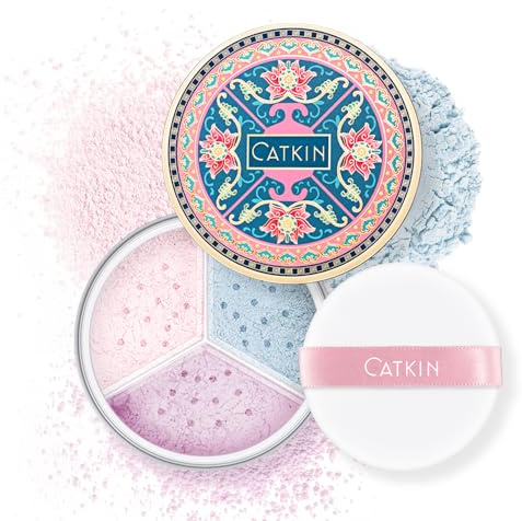 CATKIN Loose Setting Powder - Translucent Matte Finishing Powder, 3 Colors Even Skin Tone, Oil Control Makeup Pore Minimizing Powder with Velour Puff (0.42oz, C04 Matte for Dry Skin)