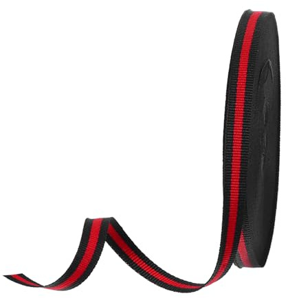PATIKIL 3/8 Noir Rouge Ruban Gros-Grain Rayé, 25 Yard Ruban en Tissu Polyester à Rayures Double Face pour Emballage Cadeau, Fabrication de Nœuds, Décorations de Noël