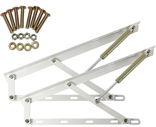 Storage Bed Lift Mechanism ,2Pcs Heavy Duty Gas Spring Hinges for Bed Boxes, Sofa Folding Spring Hinge, Folding Bed Box Hinge, Tatami Supports Gas Strut Hydraulic Rod, Furniture Hinge Kit(White,600mm)