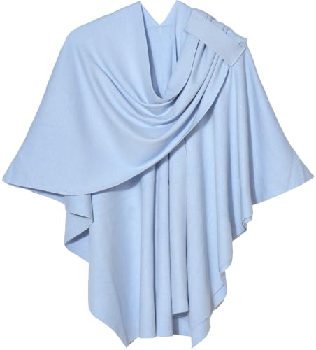 Shmily Girl Poncho en Tricot pour Femme, Poncho Châle Wrap Finement drapé tricoté Cape Doux Cardigan écharpe croisée Devant pour Femmes (Bleu)