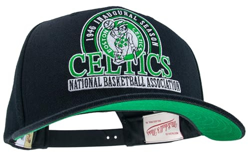 Mitchell & Ness Gorra Snapback Pro Crown NBA Inaugural Team - Boston Celtics, ajustable, para hombres, mujeres, niños, unisex, primavera, verano, otoño, invierno