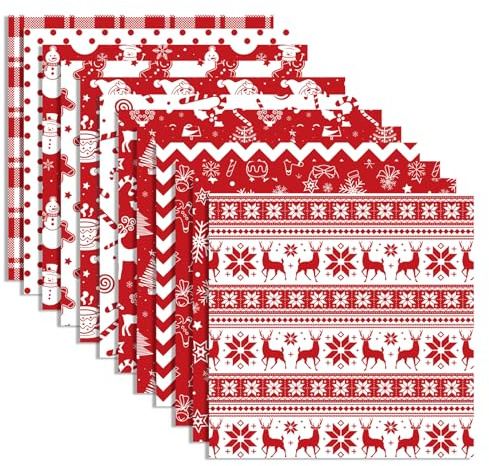 24 hojas de papel para álbumes de recortes navideños de 30 x 30 cm con motivos navideños rojos para álbumes de recortes, diarios y tarjetas. Bloc de papel con estampados de tela.