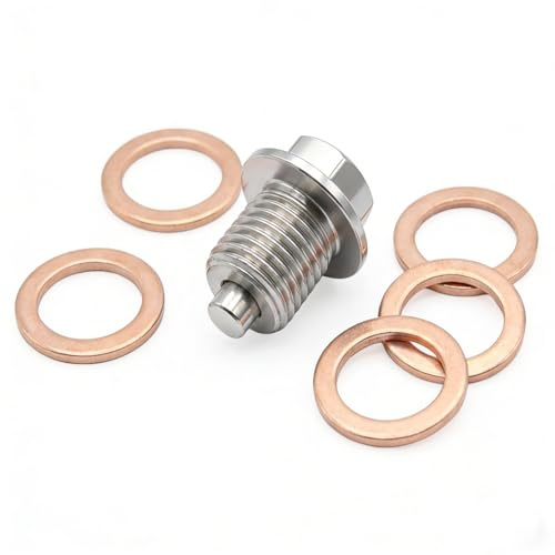 Wcawnlt Tornillo de Drenaje de Aceite Magnético M14x1,5 con Junta y Arandela, Tapón de Aceite Magnético de Acero Inoxidable, Compatible con Coche, Moto y Barco con Rosca M14