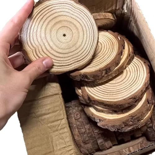 12Pcs Natural Wooden Discs, Unfinished Wooden Slices for DIY Projects, Wooden Discs for Crafting, Decorative Wood Slices, Rustic Wooden Discs, Log Slices, Wood Slices for Crafts