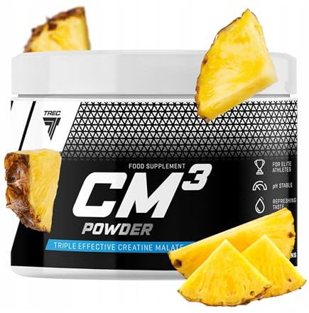 TREC Nutrition CM3 Powder 250g - Premium Creatine Malate TriCreatine for Muscle Strength, Building, and Endurance - Soluble Formula - Ideal for Professional Athletes - Pineapple Flavor
