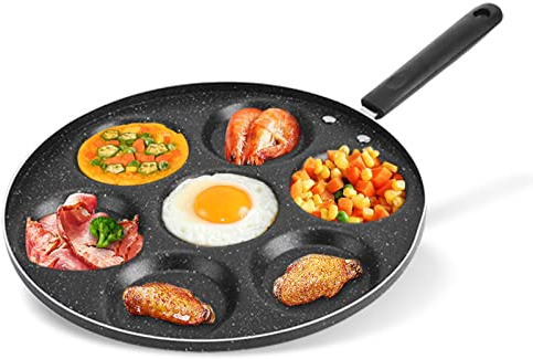 HERCHR Pancake pan, Pancake panpan, Pancake Pancake pan, Pancake Pancake pan, Egg pan 7 Holes Non-Stick Omelette pan for Burgers, Eggs, Omelette
