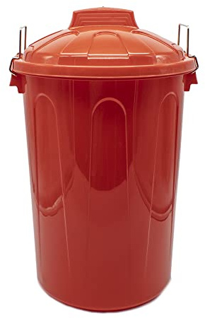 CABLEPELADO Cubo de Basura con tapa, Cubo basura Industrial, Cubo basura Plástico con asas metálicas, Contenedor residuos, 78 cm alto x 48.5 cm Diámetro superior, Capacidad 100 Litros, Rojo