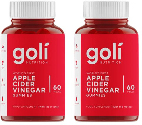Goli Nutrition Apfelessig Gummy Vitamine 60 Stück – 2 Stück – Weltweit erste Multi-Vitamine Bio Vegan Glutenfrei Non-GVO mit The Mother Vitamin B9 B12 Rote Beete Granatapfel – 2 Stück