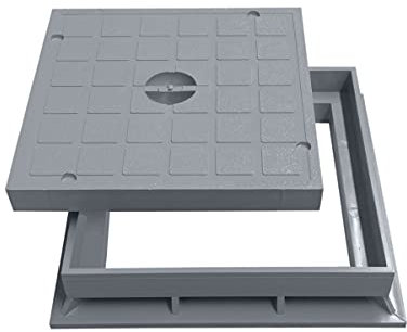 Marley Schachtdeckel mit Rahmen 20x20cm für Einlaufschacht Schachtabdeckung Kanaldeckel PVC