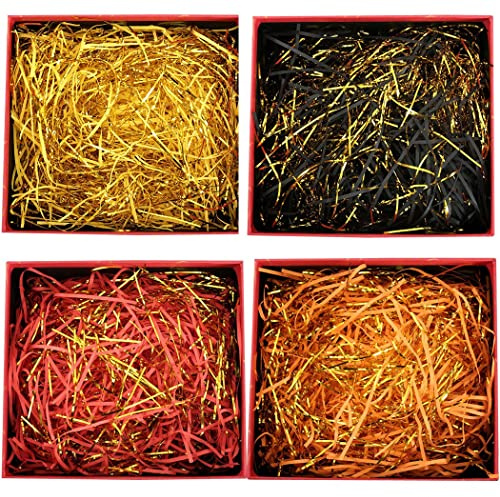ZESLIV 100 grammi di carta sminuzzata, materiale di riempimento, carta da rafia, linea dorata, coriandoli per confezioni regalo fai da te, cestino pasquale, ripieni di cesti