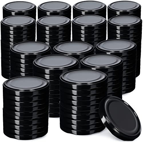 KADAX Lot de 200 couvercles à vis Ø 66 mm en Noir – Couvercles de rechange pour bocaux à conserve et bocaux de provisions, hermétiques et anti-fuites