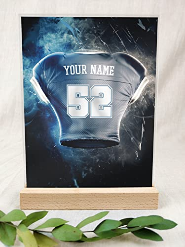 Dallas Personalisierte Acryl Tafel - Football Geschenk für Fans, American Football, Trikot, Fanartikel für Jungen und Kinder