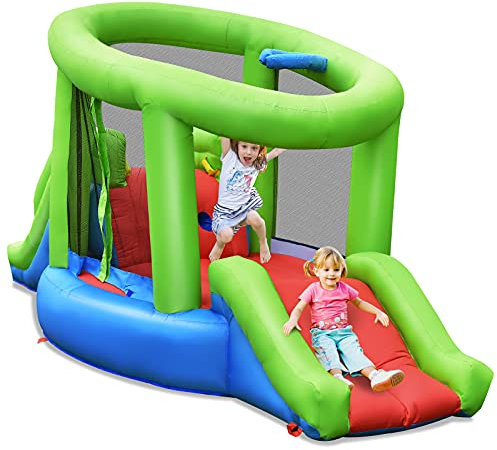 GYMAX Castello Gonfiabile per Bambini 3-10 Anni, 410 x 190 x 197 cm