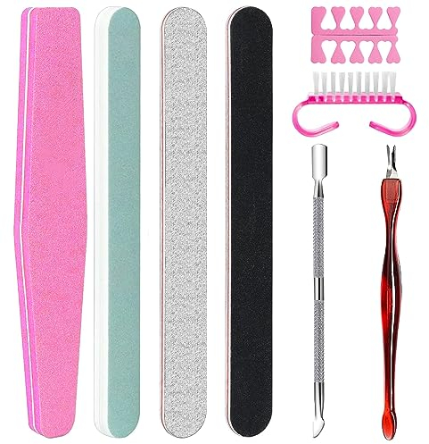 Jinpojun 8 Piezas Limas de Uñas,Limas de Uñas Profesionales Set,Limas de Uñas 100/180 Kit de Uñas Removedor el Esmalte,Manicura para Limpiar Uñas y Quitar Cutículas,para Uso Doméstico y Salón