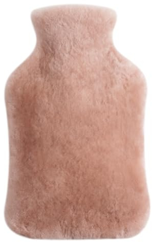 Bolsa de agua caliente ecológica de goma natural con funda de piel de cordero 100 % – TÜV Rheinland probado (rosa)