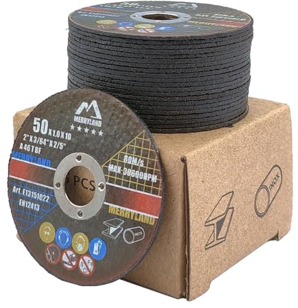 Merryland Trennscheibe 50mm Metall Edelstahl Stahl für Winkelschleifer, 50 X 1,0 mm Dünn Flexscheibe Gerade 25 Stück, Experten-Line E13151022-25