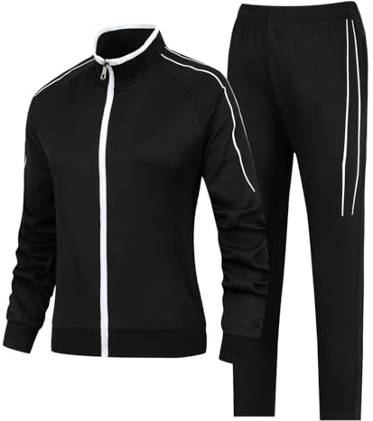 EXSDOWEE Women's 2 Pieces Athletic Tracksuit Full-Zip Workout Sweatsuit with Active Jackets and Pants