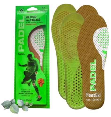 Footgel - Semelle Padel Lot de 2 Paires | Semelles Gel Sport Homme/Femme Respirantes et Confortables | Stabilisent, Aident à Prévenir les Blessures et les Douleurs aux Pieds, Lombaires | Tailles 43-47